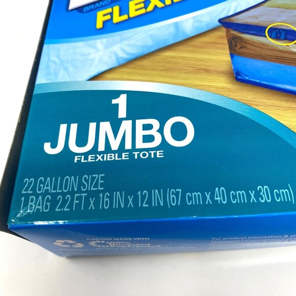 Ziploc Flexible Tote 1 Jumbo Zip Transparent Bag 22 Gallon Storage Organization - Picture 4 of 5